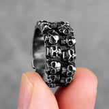 Stainless Steel Man Men Rings Punk Rock Gothic HipHop Domineering Multiple Skull Carving for Biker Male Boy Fashion Jewelry Gift - ringsuniverse