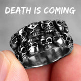 Stainless Steel Man Men Rings Punk Rock Gothic HipHop Domineering Multiple Skull Carving for Biker Male Boy Fashion Jewelry Gift - ringsuniverse
