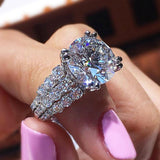 Dazzling 3 Rows Big Round AAA Zircon Elegant Ring - Rings Universe