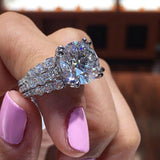 Dazzling 3 Rows Big Round AAA Zircon Elegant Ring - Rings Universe