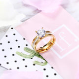 Gold  and Silver Color Couples Promise Crystal Rings - Rings Universe