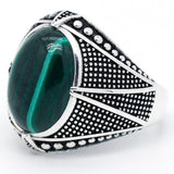 Silver Natural Malachite Gemstone Vintage Ring