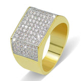 Gold Plated Men's Luxury Hip Hop Simulated Diamond Ring