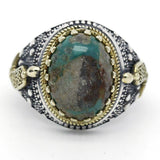 Silver Natural Green Turquoise stone Men's Ring - Rings Universe