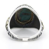 Silver Natural Green Turquoise stone Men's Ring - Rings Universe