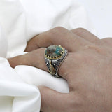 Silver Natural Green Turquoise stone Men's Ring - Rings Universe