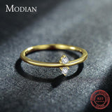 Silver Minimalism Clear AAA+ Quality CZ Diamonds Ring - Rings Universe