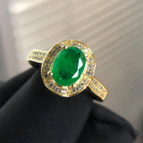 Superb Oval Lab Created Emerald Gemstone Luxury Ring - ringsuniverse