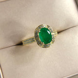 Superb Oval Lab Created Emerald Gemstone Luxury Ring - ringsuniverse