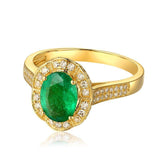 Superb Oval Lab Created Emerald Gemstone Luxury Ring - ringsuniverse