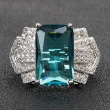 Classic Female Ring Silver Rectangle Sapphire Fashion Ring - ringsuniverse
