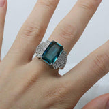 Classic Female Ring Silver Rectangle Sapphire Fashion Ring - ringsuniverse