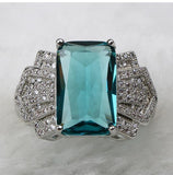 Classic Female Ring Silver Rectangle Sapphire Fashion Ring - ringsuniverse