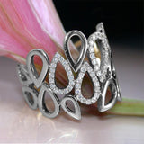 New Fashion Hollow Out Water Drop Linked CZ Stylish Ring - ringsuniverse