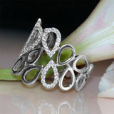 New Fashion Hollow Out Water Drop Linked CZ Stylish Ring - ringsuniverse