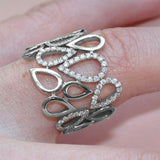 New Fashion Hollow Out Water Drop Linked CZ Stylish Ring - ringsuniverse