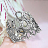 New Fashion Hollow Out Water Drop Linked CZ Stylish Ring - ringsuniverse