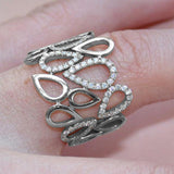 New Fashion Hollow Out Water Drop Linked CZ Stylish Ring - ringsuniverse