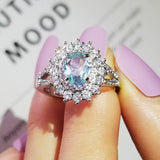Silver Pink Blue AAA Zircon Diamonds Ring - ringsuniverse
