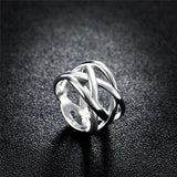 Fashion Silver Cross Intertwined Ring For Women - Rings Universe