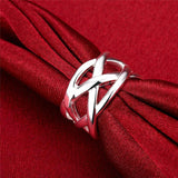 Fashion Silver Cross Intertwined Ring For Women - Rings Universe