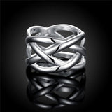 Fashion Silver Cross Intertwined Ring For Women - Rings Universe