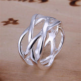 Fashion Silver Cross Intertwined Ring For Women - Rings Universe