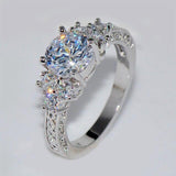 Luxury Round AAA Zircon Diamonds Fine Jewelry Ring - Rings Universe