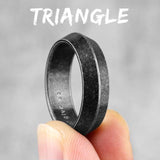 Retro Old Black Triangle Stainless Steel Mens Ring - Rings Universe