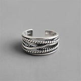 New Arrival Winding Twisted Thai Silver Multi-layer Retro 925 Sterling Silver Jewelry Irregular Geometric Opening Rings SR494 - ringsuniverse