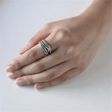 New Arrival Winding Twisted Thai Silver Multi-layer Retro 925 Sterling Silver Jewelry Irregular Geometric Opening Rings SR494 - ringsuniverse