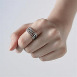 New Arrival Winding Twisted Thai Silver Multi-layer Retro 925 Sterling Silver Jewelry Irregular Geometric Opening Rings SR494 - ringsuniverse