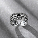 Retro Thai Silver crystal adjustable Ring - Rings Universe