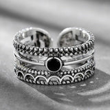 Retro Thai Silver crystal adjustable Ring - Rings Universe