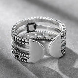 Retro Thai Silver crystal adjustable Ring - Rings Universe