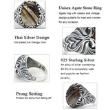Big Natural Agate Stone Vintage Silver Ring - Rings Universe