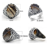 Big Natural Agate Stone Vintage Silver Ring - Rings Universe