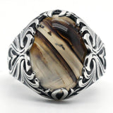 Big Natural Agate Stone Vintage Silver Ring - Rings Universe