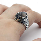 Big Natural Agate Stone Vintage Silver Ring - Rings Universe