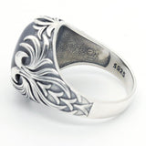 Big Natural Agate Stone Vintage Silver Ring - Rings Universe