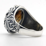 Big Natural Agate Stone Vintage Silver Ring - Rings Universe