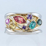 Multicolor Zircon Fashion  Hollow Out Design Ring - ringsuniverse