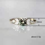 Delicate Olive Green AAA Zircon Leave Shape Ring - Rings Universe