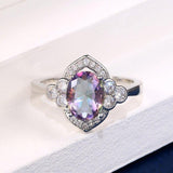 Classic Silver Oval shape multi color Sapphire ring - ringsuniverse