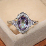 Classic Silver Oval shape multi color Sapphire ring - ringsuniverse