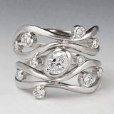 Hyperbole Irregular Geometric Shape Silver Color Shine CZ Ring - ringsuniverse