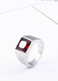 Fashion Inlaid Red/Blue/Black Stone Square Men's Ring