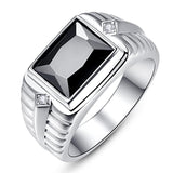 Silver Created Created Black Onyx Men's Ring - Rings Universe