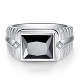 Silver Created Created Black Onyx Men's Ring - Rings Universe