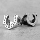 Horseshoe U-shaped Star Black Stainless Steel Mens Rings Punk Hip Hop for Male Boyfriend Biker Jewelry Creativity Gift Wholesale - ringsuniverse